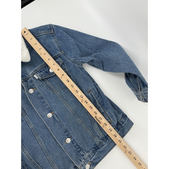 VTG Levi's Silver Tab Trucker Jean Jacket Youth 10-12 yrs Denim Sherpa Collar - Picture 11 of 16